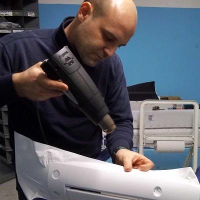 Carwrapping Bianco Marmitta Motorino